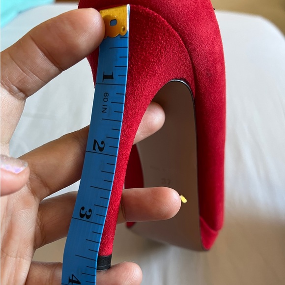 Prada Red Suede Pumps Leather Heel Shoe Sexy Elegant Classic Chic Made in Italy - Picture 10 of 12